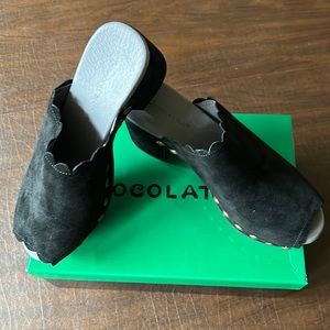 Chocolat Blu Genessis black suede wedges